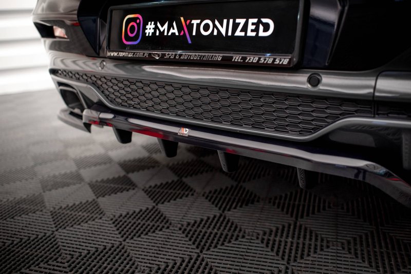 Maxton Mittlerer Diffusor Heck Ansatz DTM Look für V.2 BMW X4 M-Paket G02 schwarz Hochglanz BM-X4-02-MPACK-RD2G+RD3-G