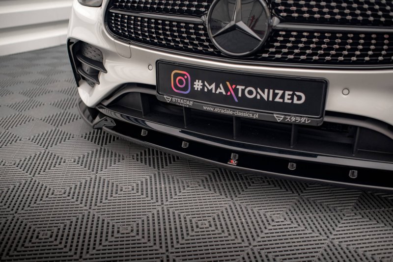 Maxton Front Ansatz V.2 für Mercedes-Benz E AMG-Line W213 Facelift schwarz Hochglanz ME-E-213F-AMGLINE-FD2-G