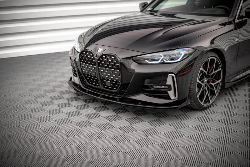 Maxton Street Pro Front Ansatz +Flaps für BMW 4er M-Paket G22 schwarz Hochglanz BM4G22MPACKCNC-FD1BRB+FSF1-G