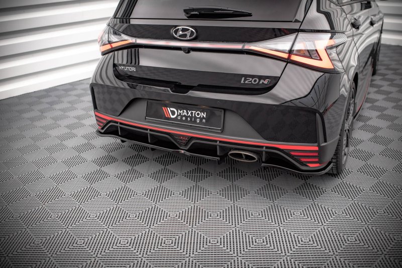 Maxton Mittlerer Diffusor Heck Ansatz DTM Look für Hyundai I20 N Mk3 schwarz Hochglanz HY-I20-3-N-RSD1G+RD1-G