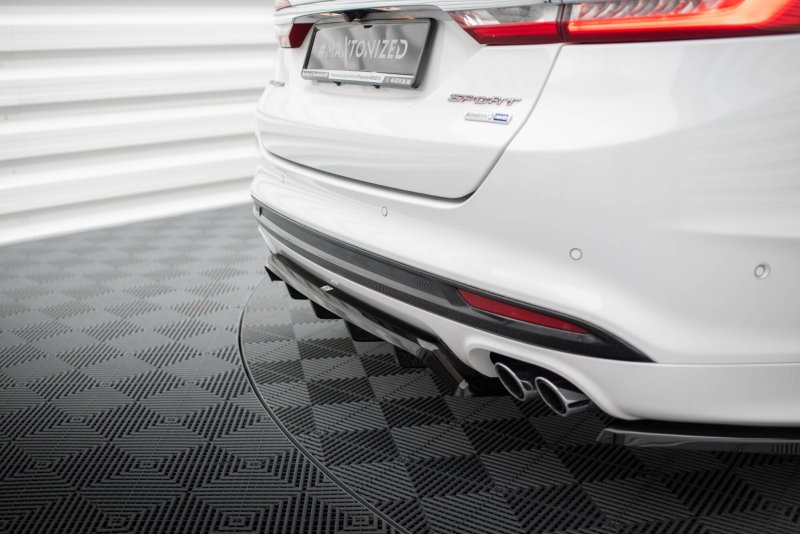 Maxton Mittlerer Cup Diffusor Heck Ansatz Ford Mondeo Sport Mk5 Facelift / Fusion Sport Mk2 Facelift schwarz Hochglanz FO-MO-5F-SPORT-RD1G+RD2-G