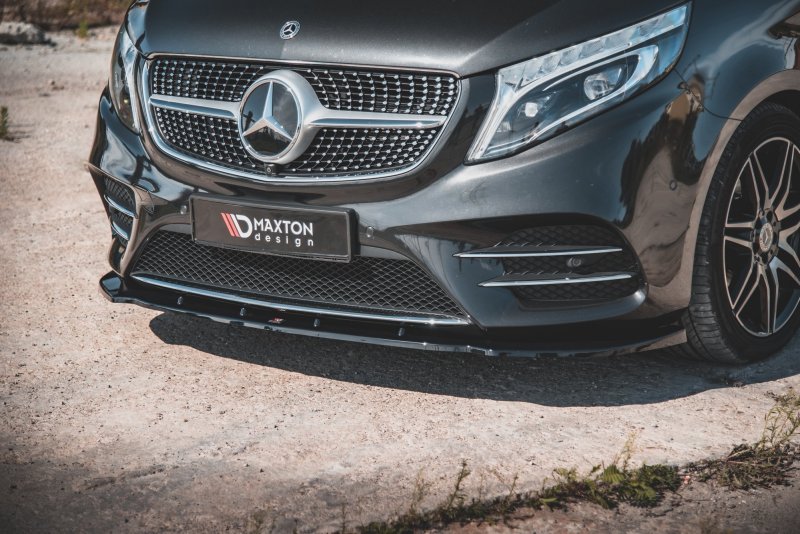 Maxton Front Ansatz V.2 für Mercedes-Benz V-Klasse AMG-Line W447 Facelift schwarz Hochglanz ME-V-447F-AMGLINE-FD2-G