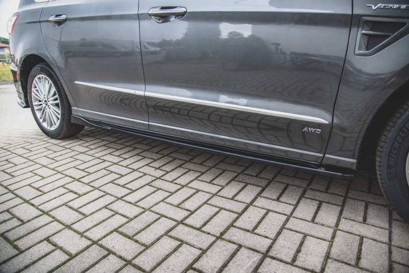 Maxton Seitenschweller Ansatz für Ford S-Max Mk2 Facelift schwarz matt FO-SMAX-2F-SD1-T