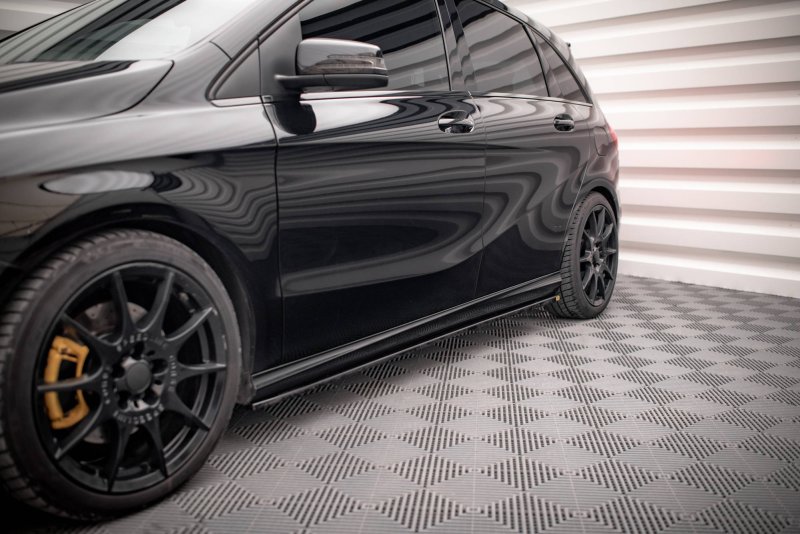 Maxton Seitenschweller Ansatz für Mercedes-Benz B W246 Facelift schwarz Hochglanz ME-B-246F-SD1-G