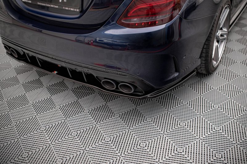 Maxton Mittlerer Diffusor Heck Ansatz DTM Look für Mercedes-AMG C 43 Limousine W205 Facelift schwarz Hochglanz ME-C-205-AMG-RD1G+RD2-G