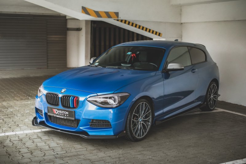 Maxton Racing Front Ansatz für passend +Flaps für BMW M135i F20 schwarz Hochglanz BM1F20MCNC-FD1B+FSF1-G