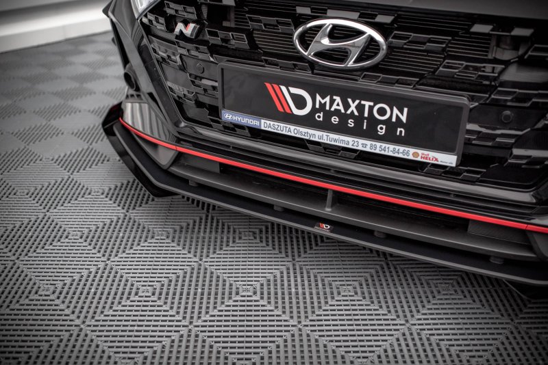 Maxton Street Pro Front Ansatz +Flaps für V.1 + Flaps Hyundai I20 N Mk3 schwarz Hochglanz HYI203NCNC-FD1B+FSF1-G