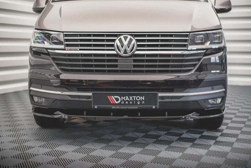 Maxton Front Ansatz V.2 für Volkswagen T6 Facelift schwarz Hochglanz VW-T6F-FD2-G