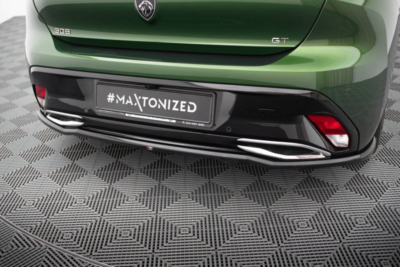 Maxton Mittlerer Cup Diffusor Heck Ansatz Peugeot 308 Hatchback Mk3 schwarz Hochglanz PE-308-3-GT-RD1G+RD2-G