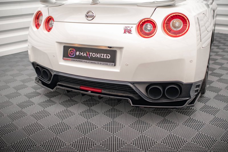 Maxton Mittlerer Diffusor Heck Ansatz DTM Look für Nissan GTR R35 Facelift schwarz Hochglanz NI-GTR-4F2-RD1G+RD2-G