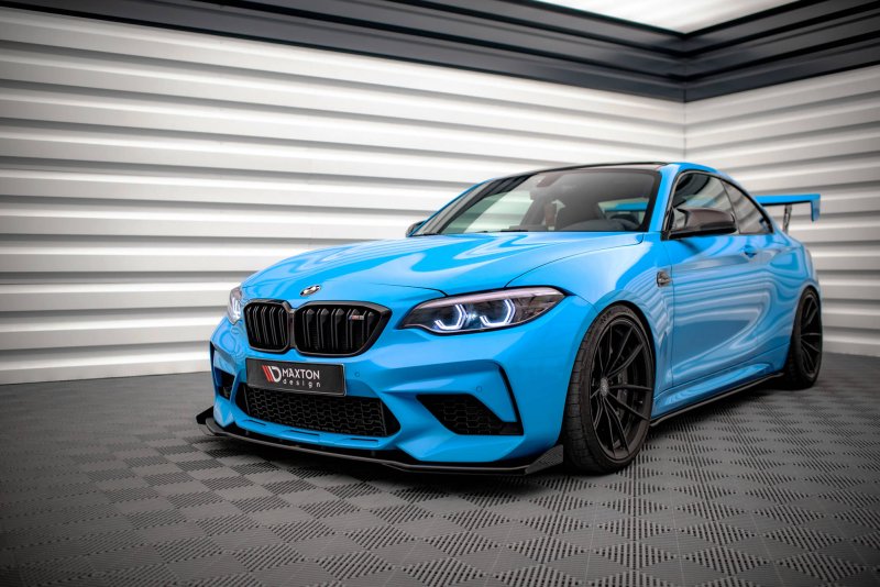 Preview: Maxton Front Flaps BMW M2 Competition F87 schwarz Hochglanz BM287MCOMPCNC-FSF1-G