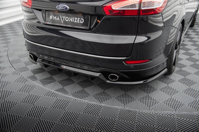 Maxton Mittlerer Cup Diffusor Heck Ansatz Ford Mondeo Kombi ST-Line Mk4 Facelift schwarz Hochglanz FO-MO-4-STLINE-K-RD1G+RD2-G