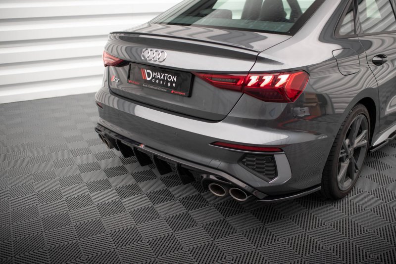 Maxton Diffusor Heck Ansatz für Audi S3 Limousine 8Y schwarz Hochglanz AU-S3-8Y-S-RS1-G