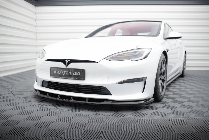 Maxton Front Ansatz V.3 Tesla Model S Plaid Mk1 Facelift schwarz Hochglanz TE-MODELS-1F2-PL-FD3-G