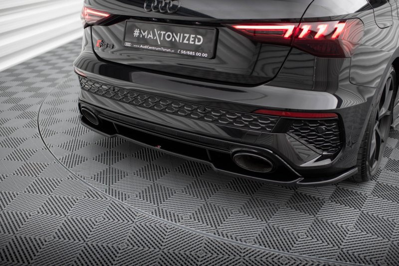 Maxton Mittlerer Cup Diffusor Heck Ansatz Audi RS3 Sportback 8Y schwarz Hochglanz AU-RS3-8Y-RD1-G