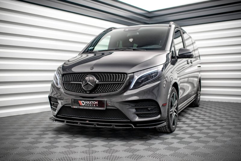 Maxton Front Ansatz V.5 für Mercedes-Benz V-Klasse AMG-Line W447 Facelift schwarz Hochglanz ME-V-447F-AMGLINE-FD5G+FD5R-G