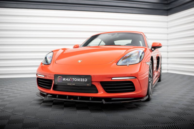 Maxton Front Ansatz V.1 für Porsche 718 Cayman 982c schwarz Hochglanz PO-CA-718-FD1-G