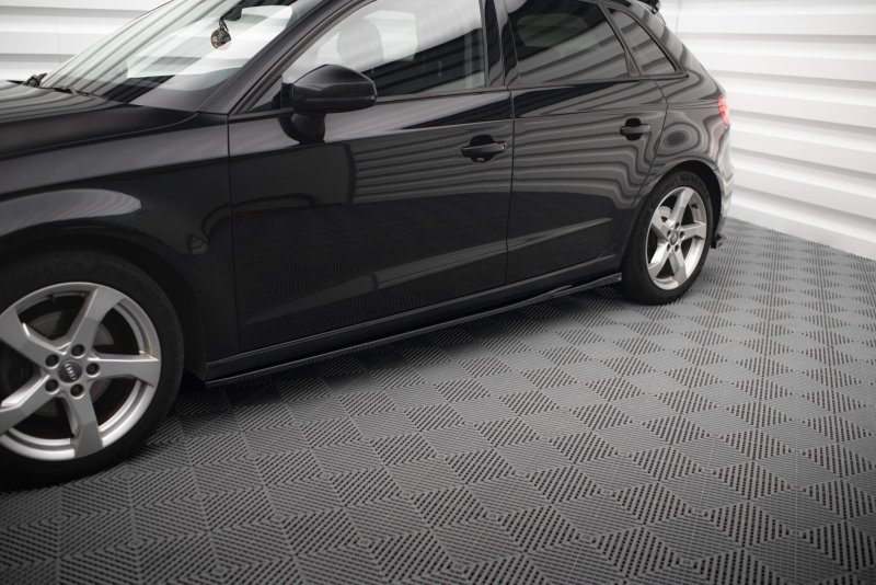 Maxton Seitenschweller Ansatz Audi A3 Sportback 8V Facelift schwarz Hochglanz AU-A3-3F-SB-SD1-G