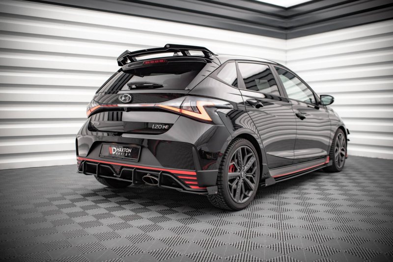 Maxton Street Pro Heck Ansatz Flaps Diffusor +Flaps für Hyundai I20 N Mk3 schwarz Hochglanz HYI203NCNC-RSD1B+RSF1-G