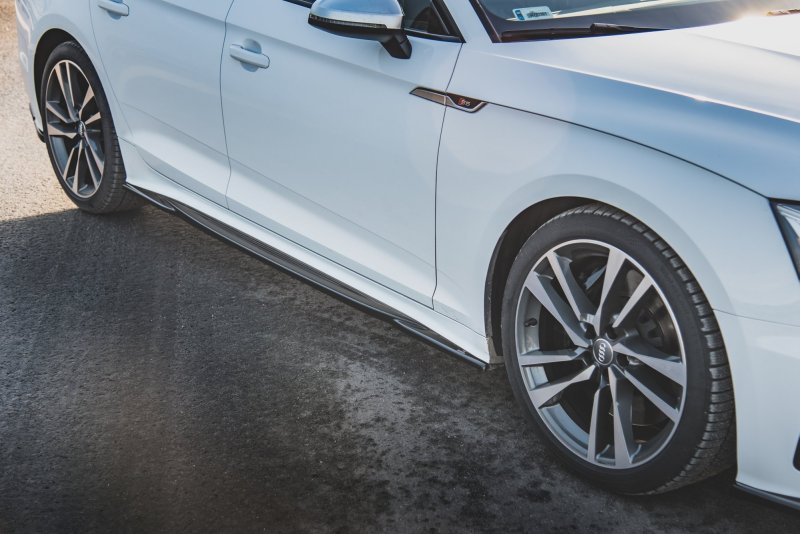 Maxton Seitenschweller Ansatz für Audi S5 / A5 S-Line Sportback F5 Facelift schwarz Hochglanz AU-S5-2F-SD1-G