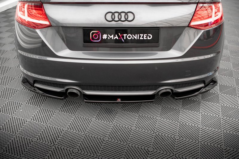 Maxton Mittlerer Cup Diffusor Heck Ansatz Audi TT S-Line 8S schwarz Hochglanz AU-TT-3-SLINE-RD1-G