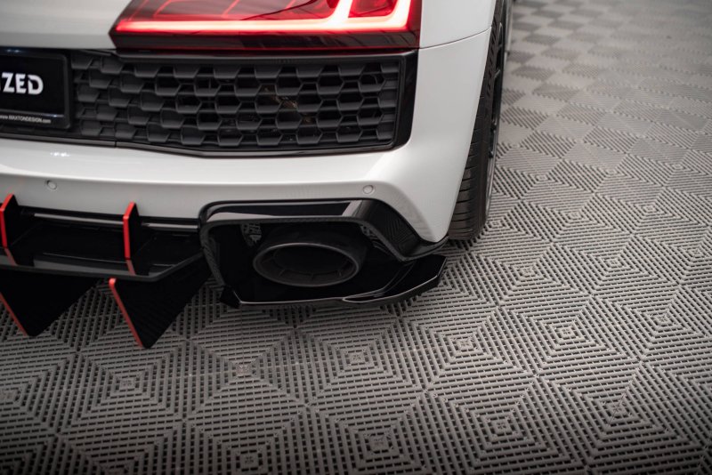 Maxton Heck Ansatz Flaps Diffusor für Audi R8 Mk2 Facelift schwarz Hochglanz AU-R8-2F-RSD1-G
