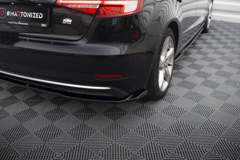 Maxton Heck Ansatz Flaps Diffusor Audi A3 Sportback 8V Facelift schwarz Hochglanz AU-A3-3F-SB-RSD1-G