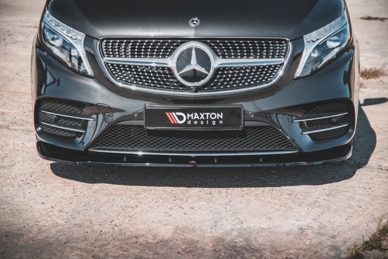 Maxton Front Ansatz V.2 für Mercedes-Benz V-Klasse AMG-Line W447 Facelift schwarz Hochglanz ME-V-447F-AMGLINE-FD2-G