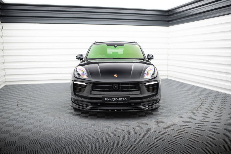 Maxton Front Ansatz Porsche Macan GTS Mk1 Facelift 2 schwarz Hochglanz PO-MA-1F-GTS-FD1G+FD1R-G
