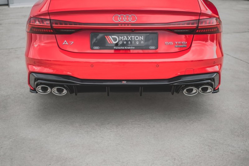 Maxton Diffusor Heck Ansatz + Endschalldampfer Sportauspuff Attrappe Audi A7 C8 S-Line AU-A7-C8-SLINE-RS1G+CHROME