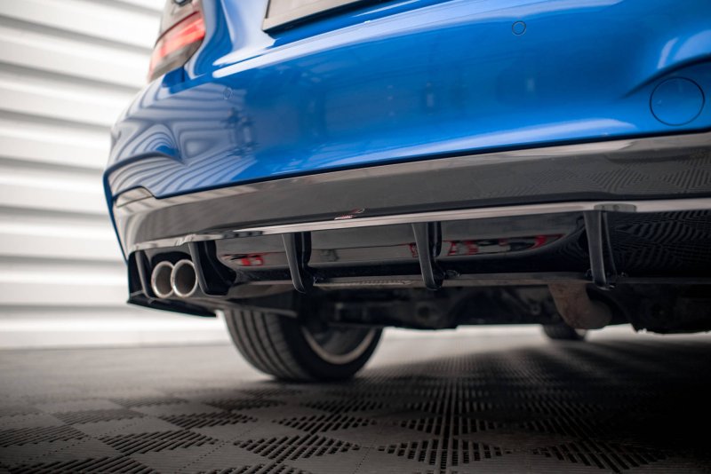 Maxton Mittlerer Diffusor Heck Ansatz DTM Look für BMW 2 M-Paket F22 schwarz Hochglanz BM-2-22-MPACK-RD1G+RD2-G