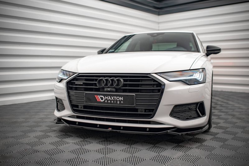 Maxton Front Ansatz V.1 für Audi A6 C8 schwarz Hochglanz AU-A6-C8-FD1-G