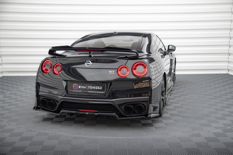 Maxton Mittlerer Cup Diffusor Heck Ansatz Nissan GTR R35 Facelift schwarz Hochglanz NI-GTR-4F3-RD1G+RD2-G