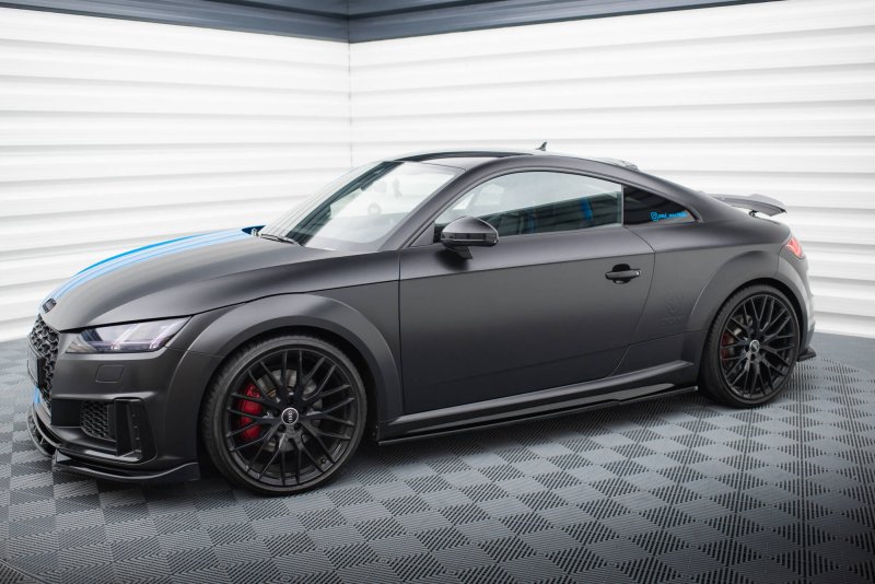 Maxton Seitenschweller Ansatz Audi TT S / TT S-Line 8S Facelift schwarz Hochglanz AU-TT-3F-S-SD1-G