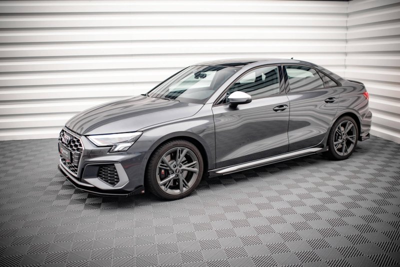 Maxton Street Pro Seitenschweller Ansatz für + Flaps Audi S3 / A3 S-Line 8Y schwarz Hochglanz AUA38YSLINECNC-SD1BRB+SRF1-G