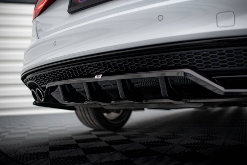 Maxton Mittlerer Cup Diffusor Heck Ansatz Audi A4 Competition B8 Facelift schwarz Hochglanz AU-A4-B8F-COMP-RSD1G+RD1-G