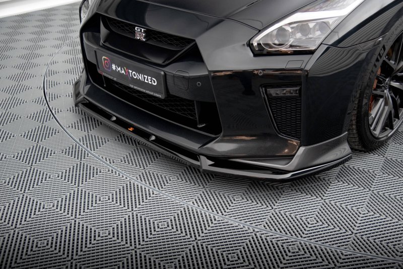 Maxton Front Ansatz V.2 Nissan GTR R35 Facelift schwarz Hochglanz NI-GTR-4F3-FD2-G