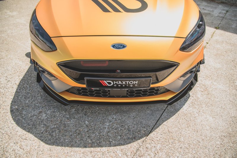 Maxton Racing Front Ansatz für passend +Flaps für Ford Focus ST / ST-Line Mk4 schwarz Hochglanz FOFO4STCNC-FD1BRB+FSF1-G