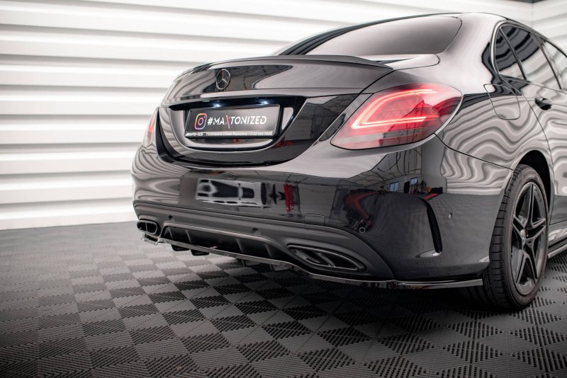 Maxton Mittlerer Diffusor Heck Ansatz DTM Look für Mercedes-Benz C AMG-Line W205 Facelift schwarz Hochglanz ME-C-205F-AMGLINE-RD1G+RD2-G
