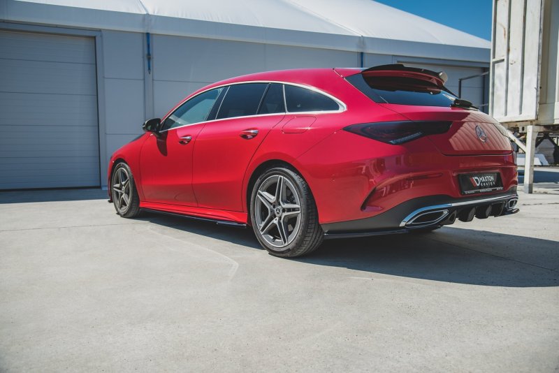Maxton Heck Ansatz Flaps Diffusor für Mercedes-Benz CLA Shooting Brake AMG-Line X118 schwarz Hochglanz ME-CLA-118-AMGLINE-ES-RSD1-G