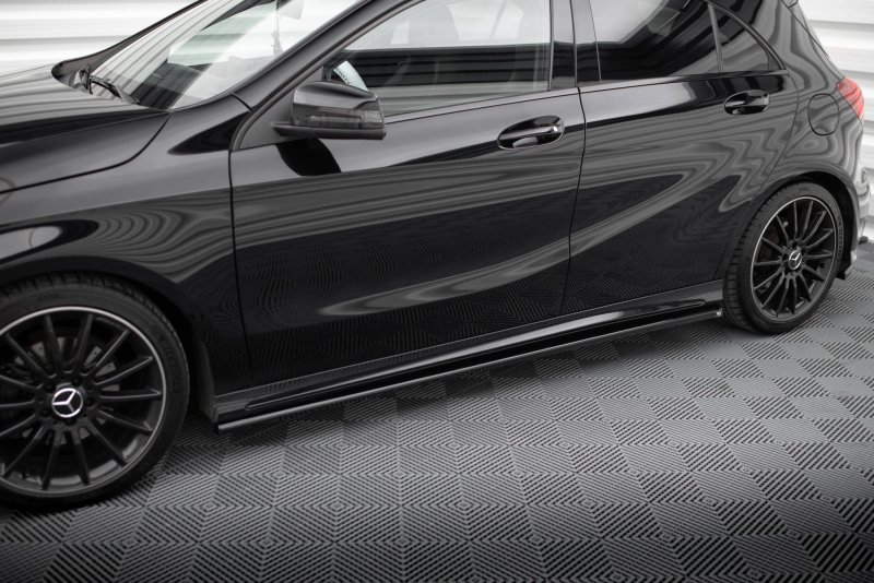 Maxton Seitenschweller Ansatz Mercedes-Benz A AMG-Line W176 Facelif schwarz Hochglanz ME-A-176F-AMGLINE-SD1-G