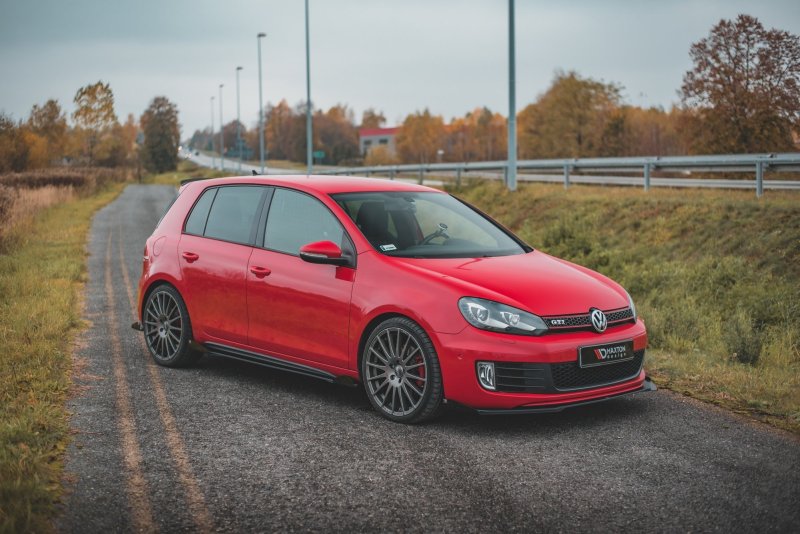 Maxton Racing Seitenschweller Ansatz + Flaps Volkswagen Golf GTI Mk6  schwarz Hochglanz VWGO6GTICNC-SD1BRB+SRF1-G