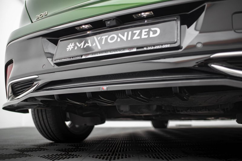 Maxton Mittlerer Cup Diffusor Heck Ansatz Peugeot 308 Hatchback Mk3 schwarz Hochglanz PE-308-3-GT-RD1G+RD2-G