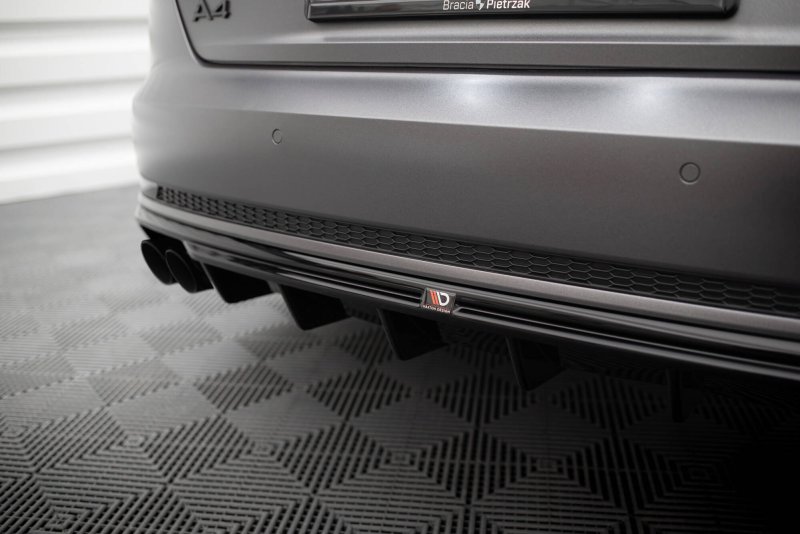 Maxton Diffusor Heck Ansatz Audi A4 S-line B9 (Version mit einseitigem Doppelauspuffendrohr) AU-A4-B9-SLINE-RS1GOO_