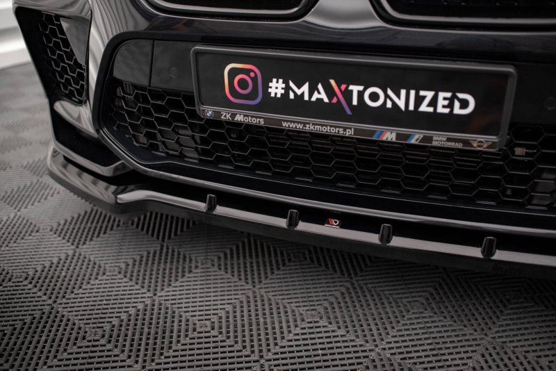 Maxton Front Ansatz V.1 für BMW X6 M F96 schwarz Hochglanz BM-X6-F96-M-FD1-G