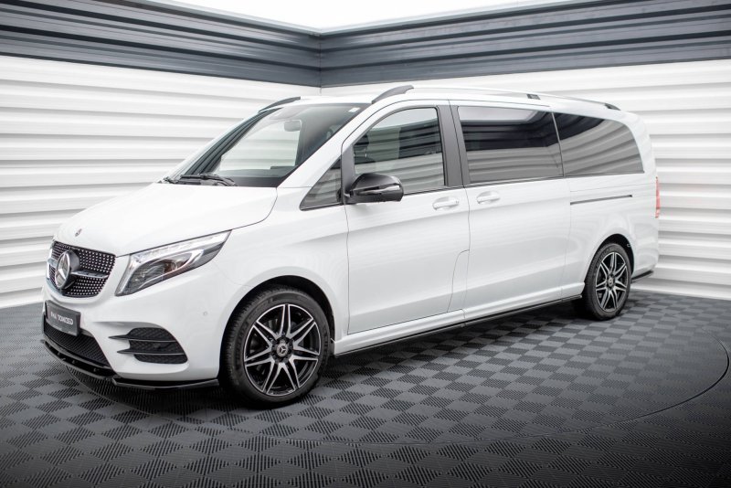 Maxton Seitenschweller Ansatz für Mercedes-Benz V-Klasse Extra Long AMG-Line W447 Facelift schwarz Hochglanz ME-V-447F-AMGLINE-XL-SD1A+B+C-G