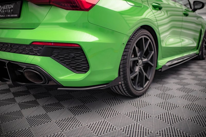 Maxton Street Pro Heck Ansatz Flaps Diffusor +Flaps für Audi RS3 Limousine 8Y schwarz Hochglanz AURS38YSCNC-RSD1BRB+RSF1-G