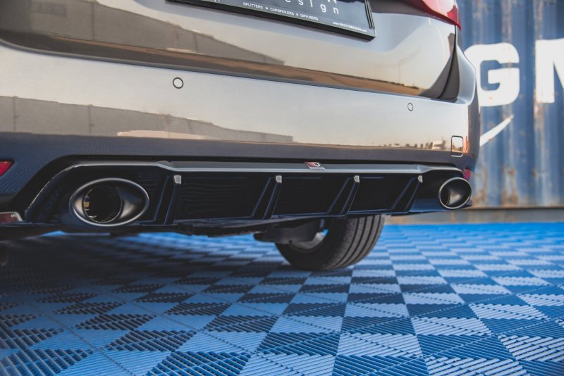 Maxton Diffusor Heck Ansatz + Endschalldampfer Sportauspuff Attrappe Peugeot 308 SW Mk2 Facelift PE-308-2F-SW-RS1G+BLACK