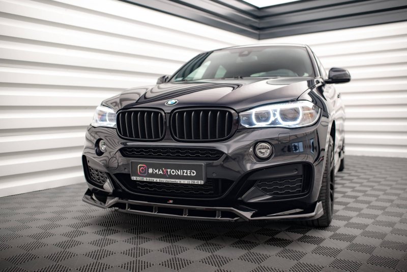 Maxton Front Ansatz V.3 für BMW X6 M-Paket F16 schwarz Hochglanz BM-X6-16-MPACK-FD3G+FD3R-G