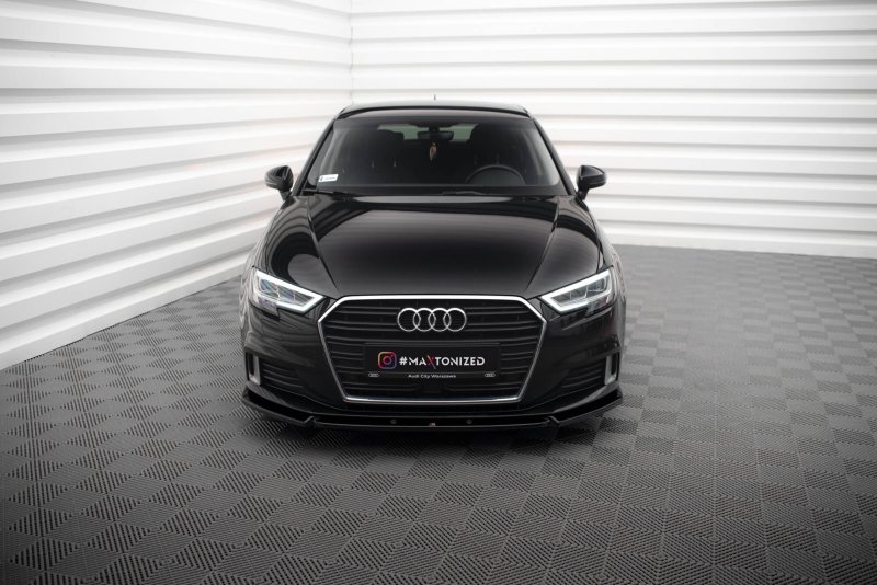 Maxton Front Ansatz V.1 Audi A3 Sportback 8V Facelift schwarz Hochglanz AU-A3-3F-SB-FD1-G